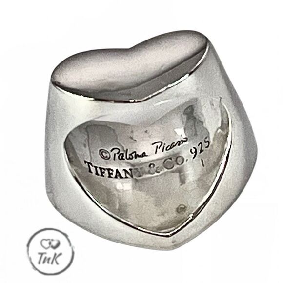 Like New Tiffany & Co Paloma Picasso Double Modern Heart Ring - Silver - sz 7 - Picture 4 of 15